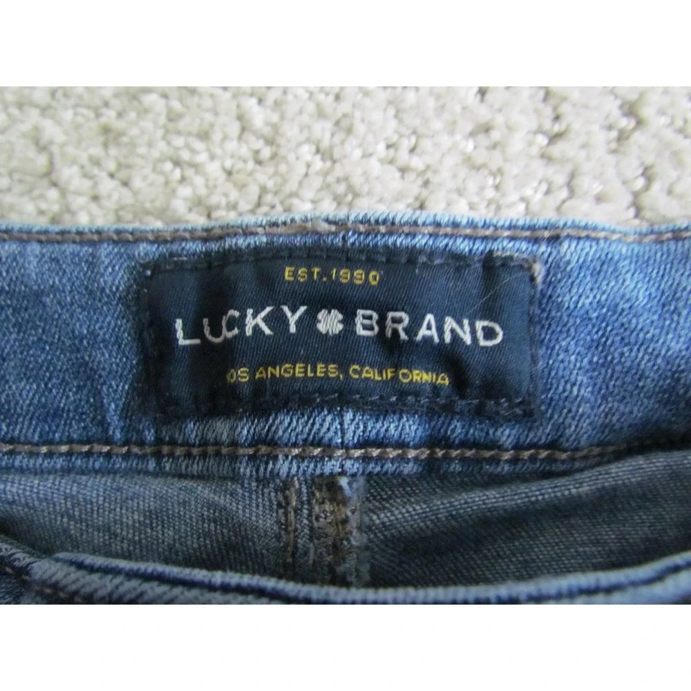 Lucky Brand Denim Bermuda Shorts 36 Blue Distressed Stretch Jean Shorts